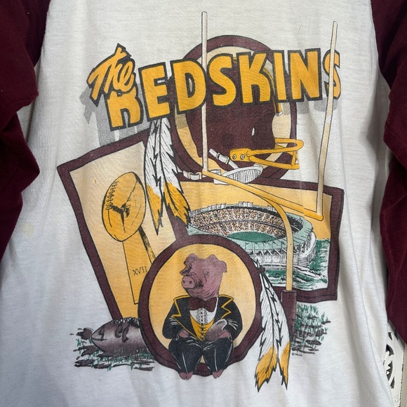 Vintage Washington Commanders Hog Super Bowl XVII Varsity T Shirt Sz Medium - Picture 2 of 7